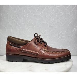 Cole Haan Shoe G Leather Loafers Mens 9.5 Brown Black Vibram Sole Deck Shoes